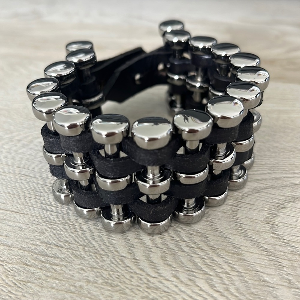 Leather Barbell Bracelet
